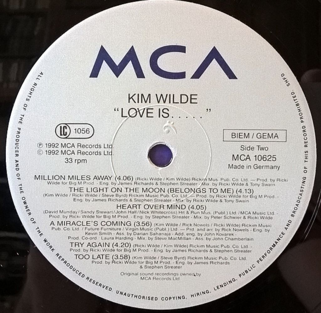 Kim Wilde - Love Is... - 1992.  (LP). 12. Vinyl. Пластинка. Germany. - фото фото фото 5