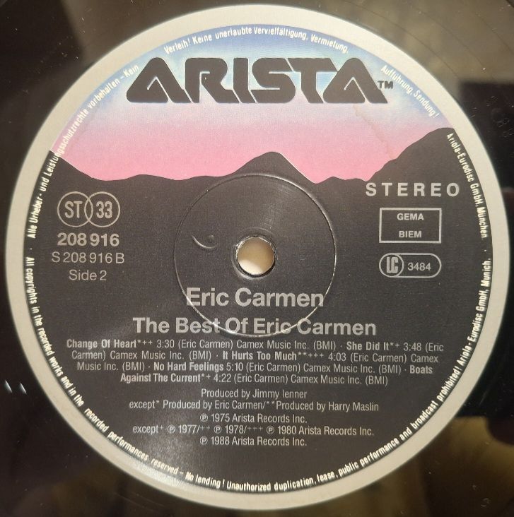 Eric Carmen - The Best Of - 1975-87.  (LP). 12. Vinyl. Europe. - фото фото фото 3