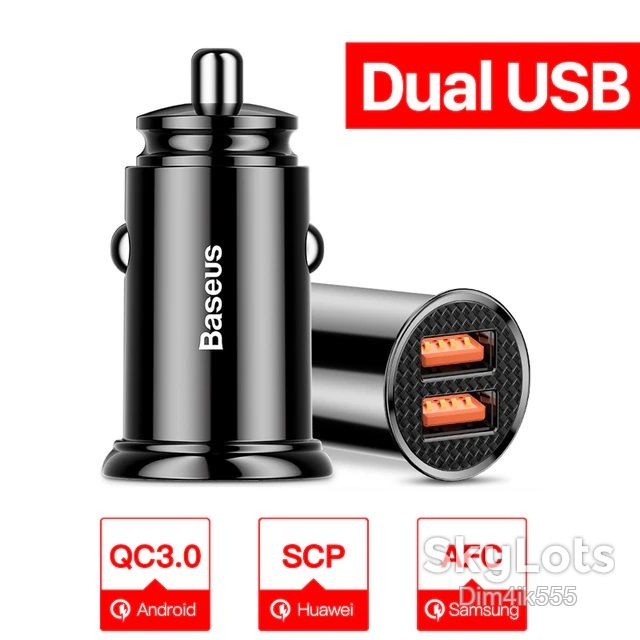 Автомобильное зарядное устройство Baseus Circular Plastic BS-C16C1 Dual QC3.0 2USB 30W 5A - фото фото фото 14