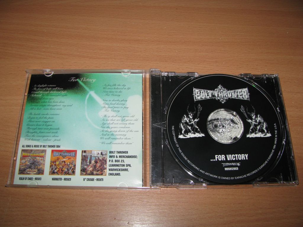 BOLT THROWER - For Victory  (1994 Earache 1st press,USA) - фото фото фото 1