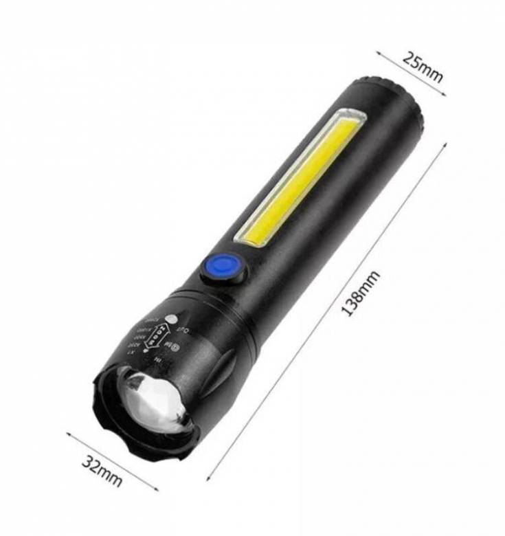 Ручной аккумуляторный фонарь Flashlight C62, cob+led - фото фото фото 5