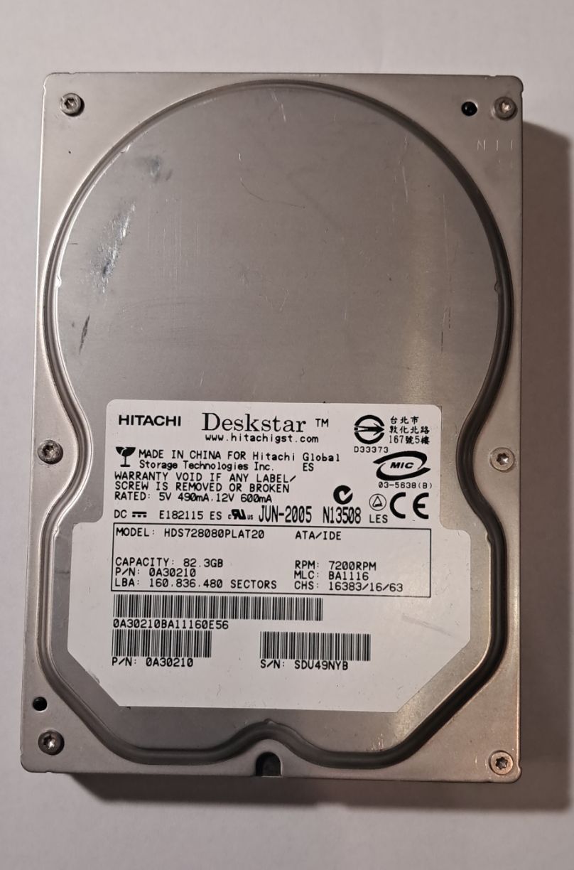 Жорсткий диск IDE 3.5" Hitachi Deskstar 82GB    (HDS728080PLAT20) - фото фото фото 0