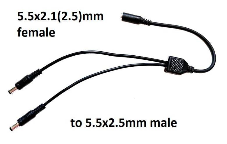 Разветвитель-переходник на (2x) 5.5x2.1(2.5)mm з 5.5x2.1(2.5)mm (Female) 40см 22AWG (A class) 1 день - фото фото фото 0