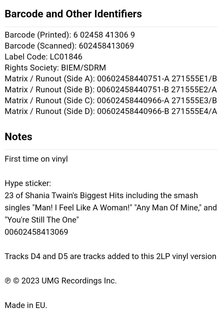 Shania Twain - Greatest Hits - 1993-2023.   (2LP). 12. Vinyl. Пластинки. Europe. S/S. - фото фото фото 5
