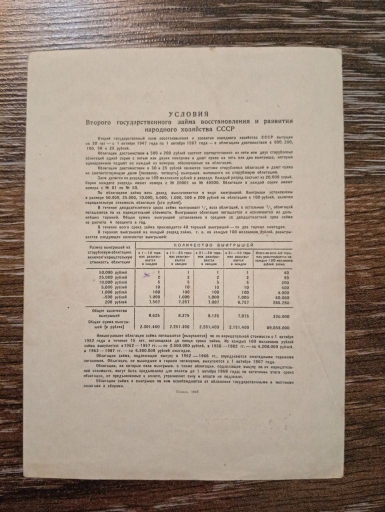 25 рублів облігація 1947 СРСР - фото фото фото 2