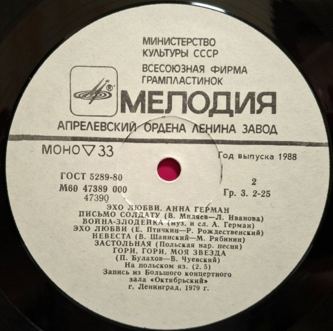 Анна Герман, Anna German - Эхо Любви - 1987.  (LP). 12. Vinyl. Пластинка. - фото фото фото 3