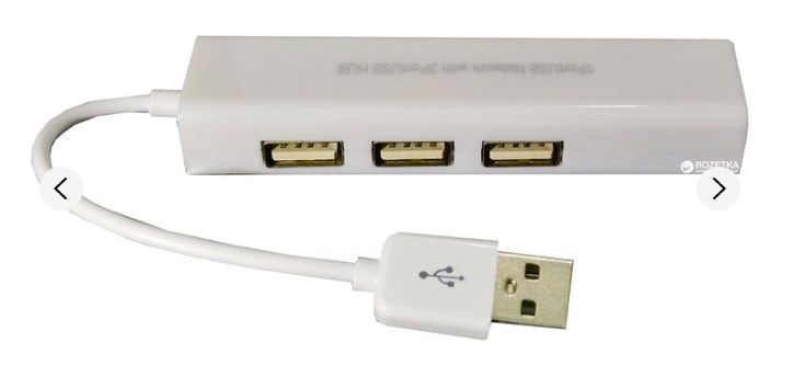 Адаптер Dynamode USB 2.0 - RJ45 з 3-х портовим хабом USB 2.0 - фото фото фото 0