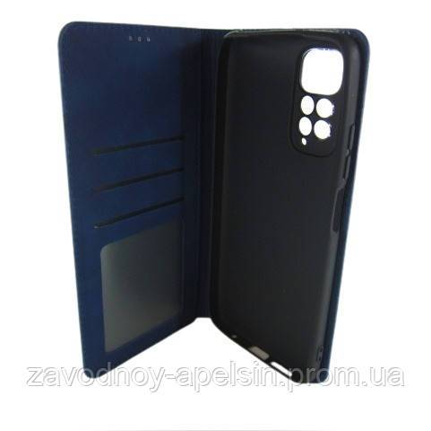 Чехол книжка Xiaomi Redmi Note 11 11s Кожаный (синий) - фото фото фото 1