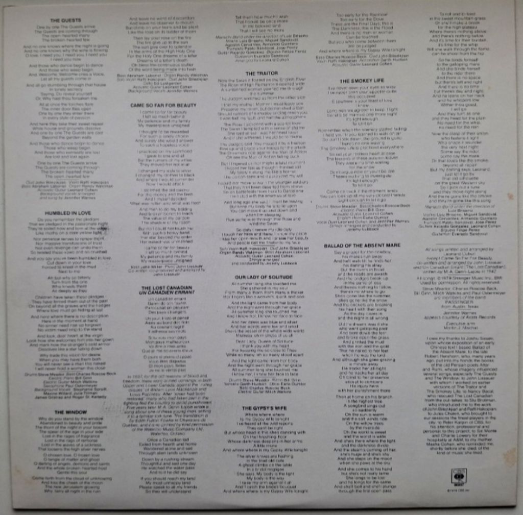 Leonard Cohen - Recent Songs - 1979.  (LP). 12. Vinyl. Пластинка. Holland. - фото фото фото 3