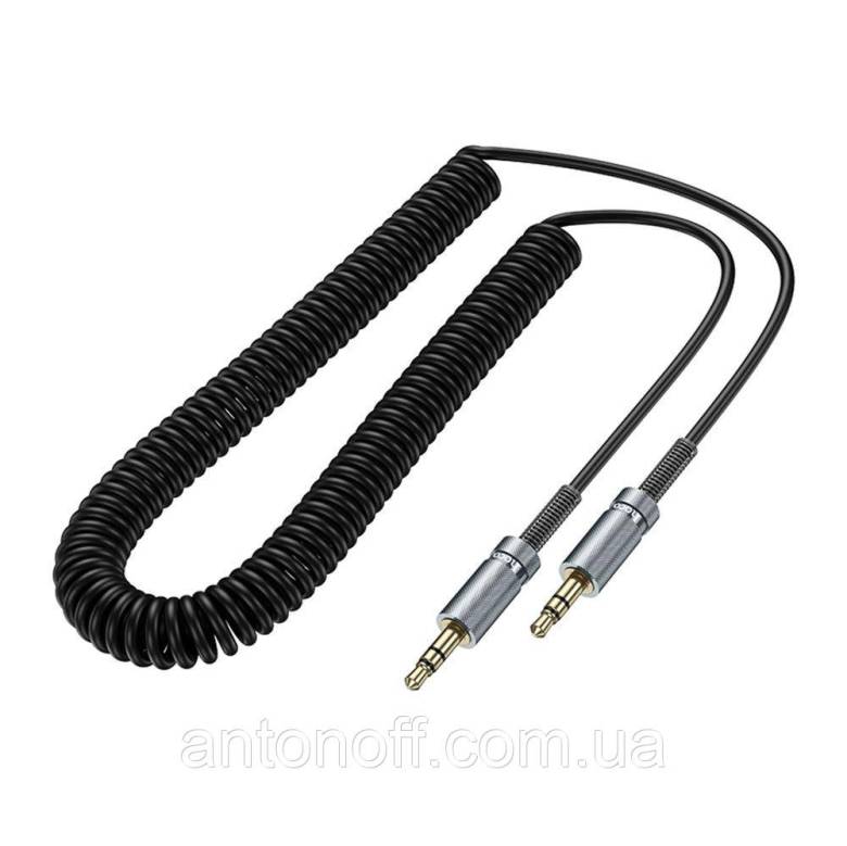 Mini-Jack 3.5 мм кабель Hoco UPA31 Spring Aux Audio Cable 3м Чорний - фото фото фото 1