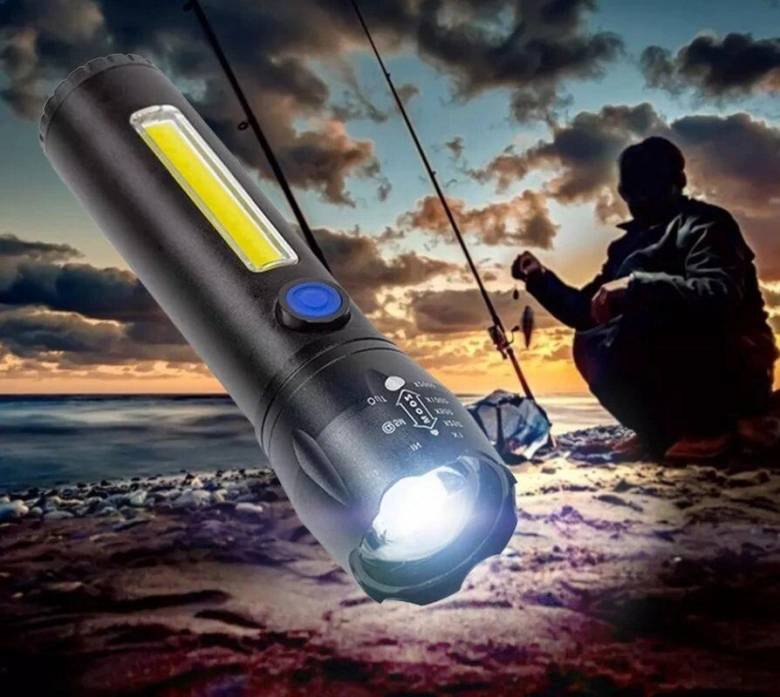 Ручной аккумуляторный фонарь Flashlight C62, cob+led - фото фото фото 3