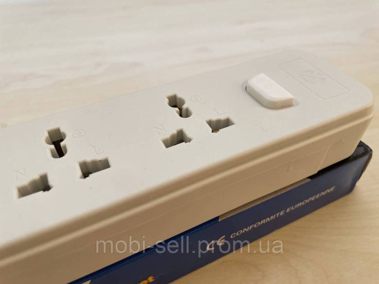 Колодка електрична 250V 10А + 2 USB 5V / 1A з вимикачем - фото фото фото 3