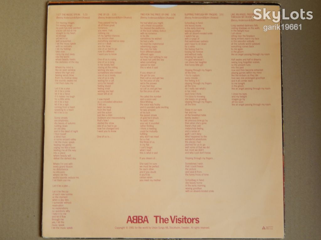 ABBA ‎– The Visitors  (Vogue ‎– 540020, France) insert EX/EX - фото фото фото 2