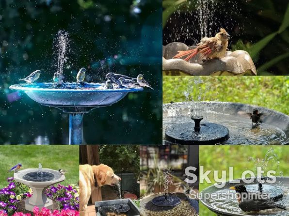Плавающий садовый фонтан с солнечной панелью и различными насадками Solar Fountain Черный - фото фото фото 2
