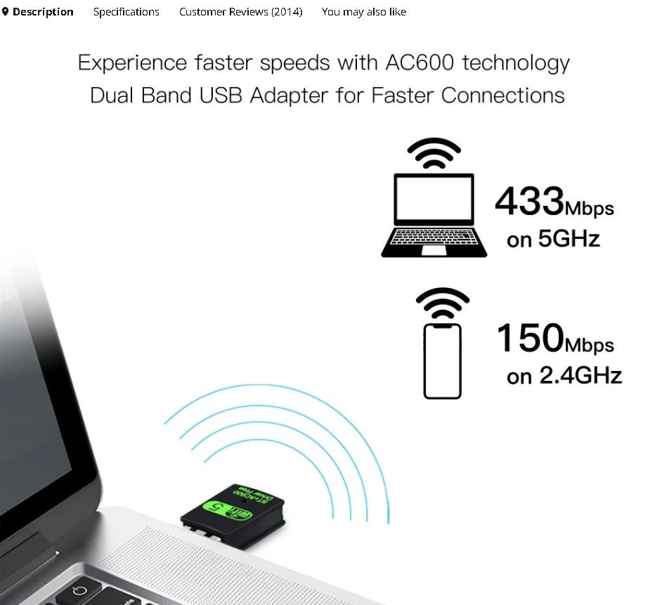 Адаптер 2в1 USB WiFi 5 ,скоростной 600 Мбит/с + Bluetooth, WIN 7/WIN8/WIN 10/11 - фото фото фото 4