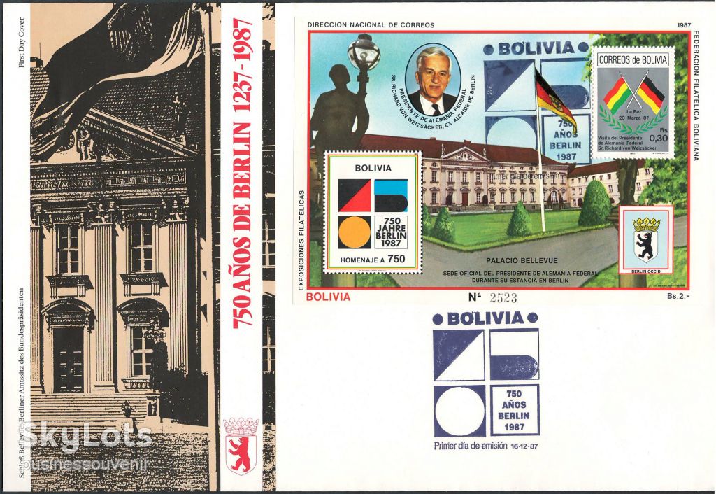 Боливия-1987 750-летие г.Берлина. Блок - фото фото фото 0