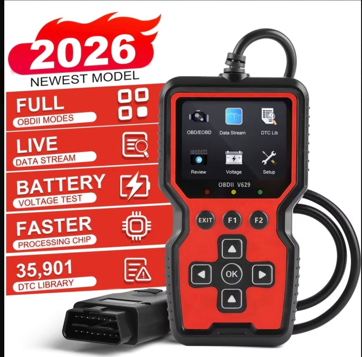 Автосканер OBD2 V629 — Автономний діагностичний сканер помилок двигуна     (кольоровий дисплей) - фото фото фото 1