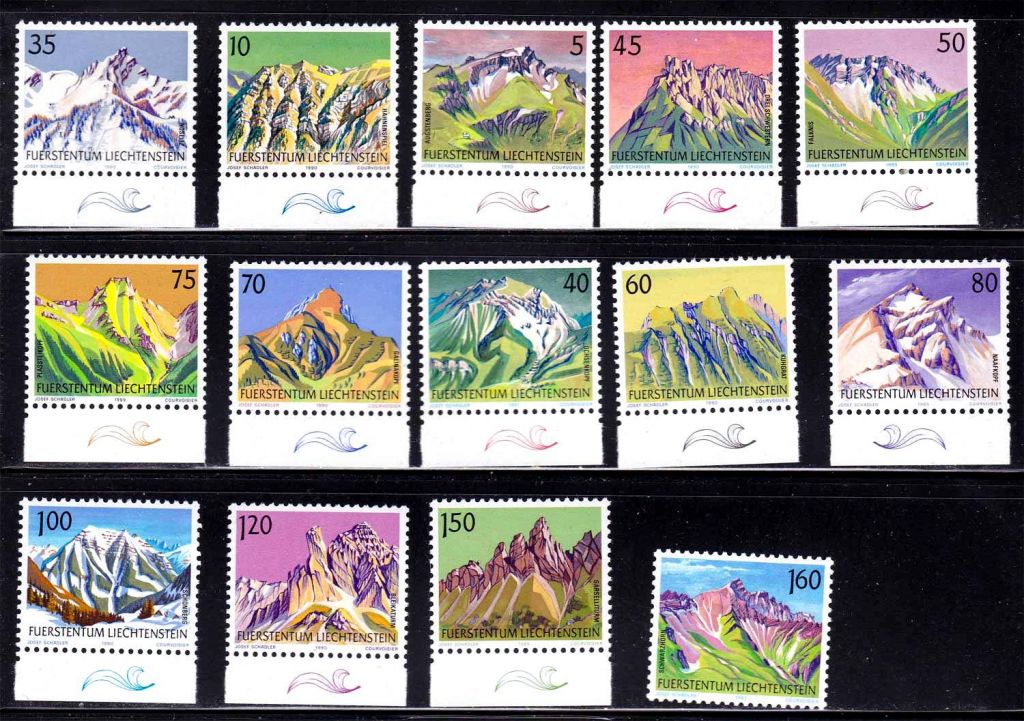 Лихтенштейн  1989 - 1992 г   MNH - горы - фото фото фото 0
