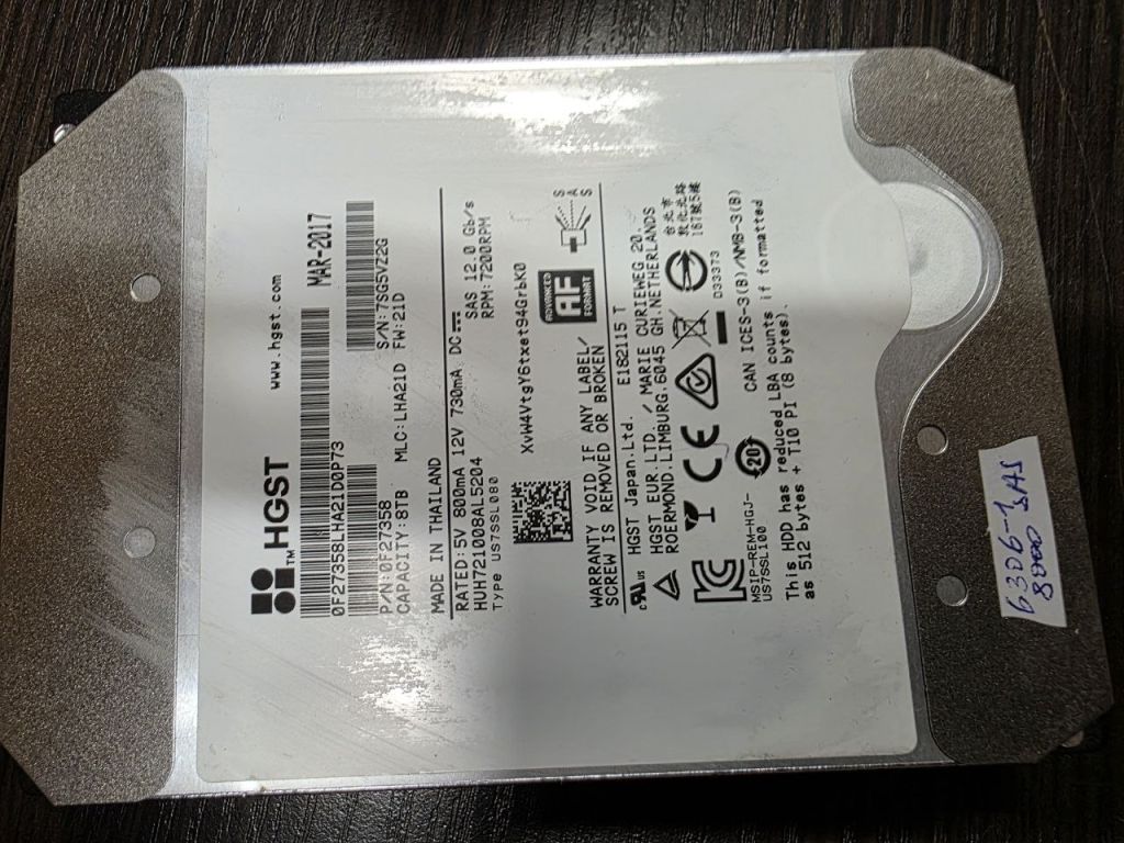 8000Gb 8Tb 3,5 SAS 12Gb HGST 0F27358 жорсткий диск   (6306-1) - фото фото фото 0