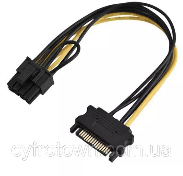 Перехідник живлення відеокарт Sata male на 6 pin 8 pin новий - фото фото фото 0