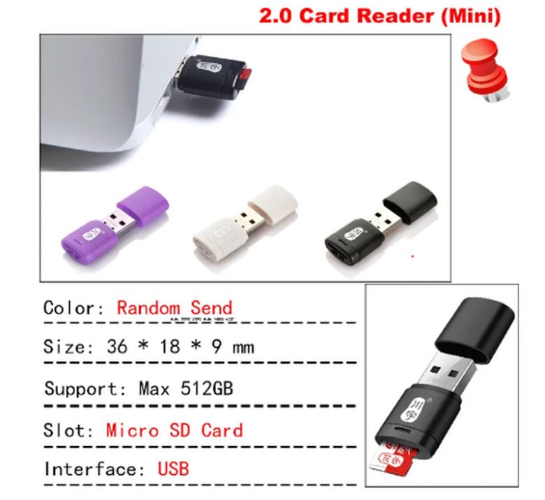 Картридер. USB Micro SD/TF Card Reader USB 2.0  512 Гб. - фото фото фото 1