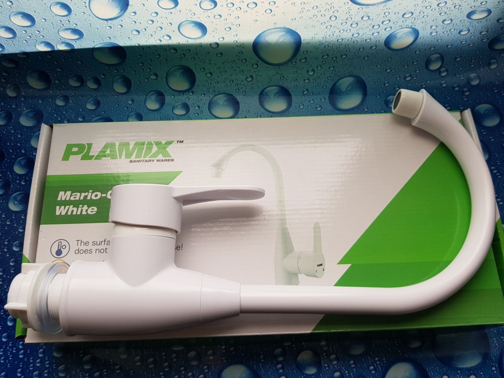 Смеситель змішувач для кухні PLAMIX Mario-011 White білий. - фото фото фото 1