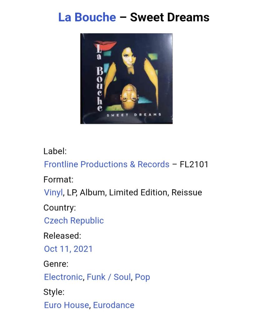 La Bouche - Sweet Dreams - 1995.  (LP). 12. Vinyl. Пластинка. Europe. S/S. - фото фото фото 2