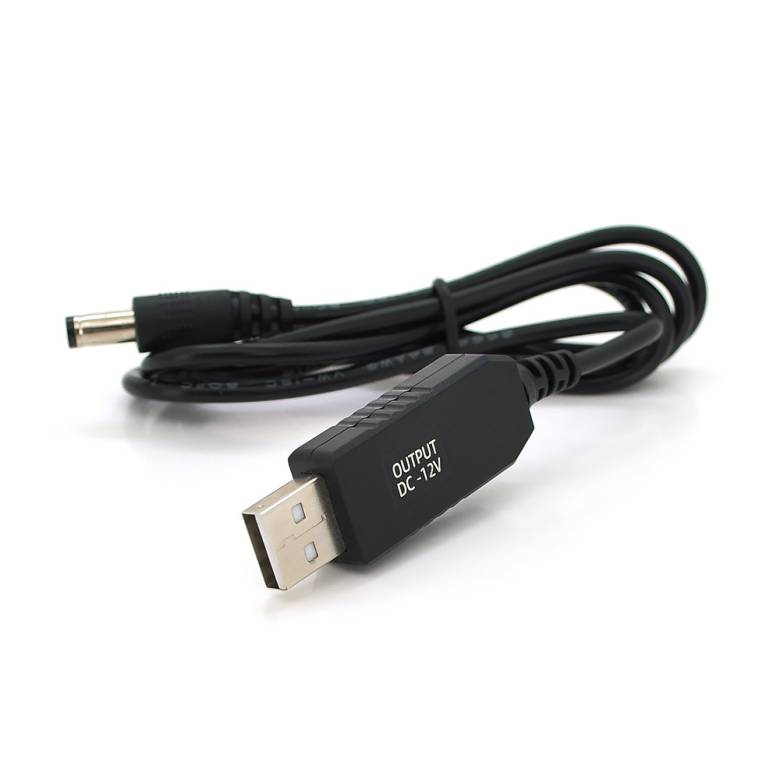 Кабель для роутера інтернет комутатора 12В 5.5/2.5(5.5/2.1)mm(M)> USB2.0 (Out:12V), 1м, Black - фото фото фото 0