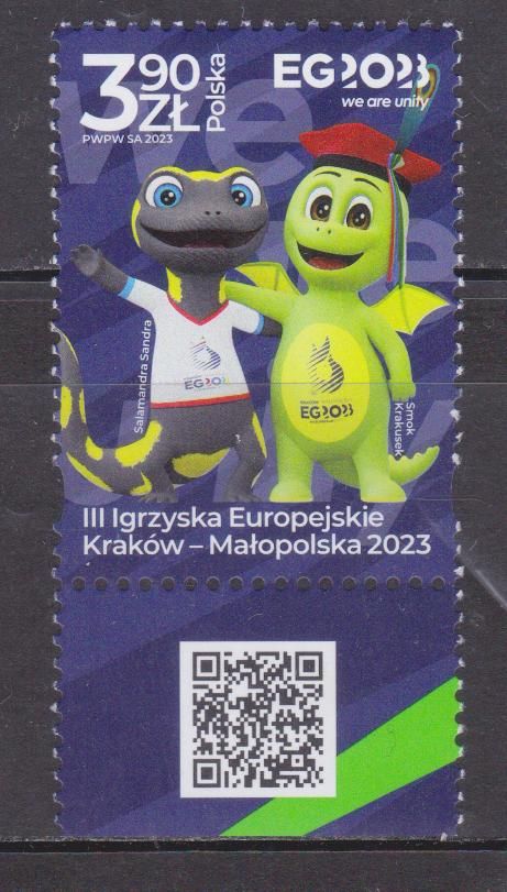 Польша 2023 III ЕВРОПЕЙСКИЕ ИГРЫ КРАКОВ СПОРТ ЭМБЛЕМА СОРЕВНОВАНИЯ СИМВОЛИКА SW 5488**MNH $1.68 - фото фото фото 0