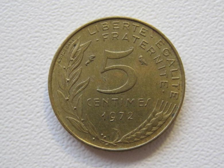 Франция 5 сантимов 1972 года 35836 - фото фото фото 0