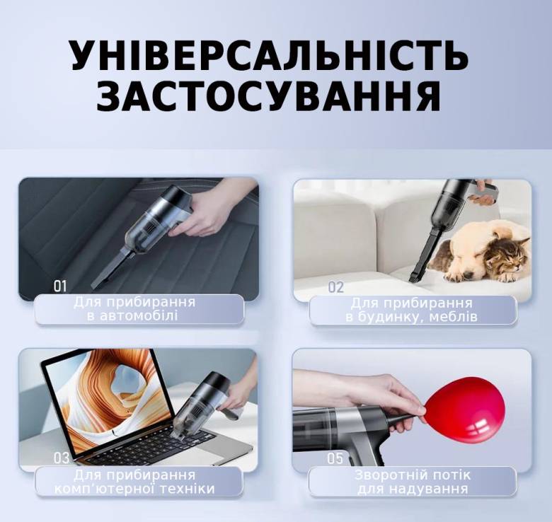 Ручной универсальный аккумуляторный пылесос Suitu ST-6650 Pro мощностью 12000Pa, серебряный - фото фото фото 6