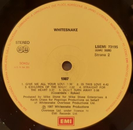Whitesnake - 1987 - 1987.  (LP). 12. Vinyl. Пластинка. Yugoslavia. - фото фото фото 5