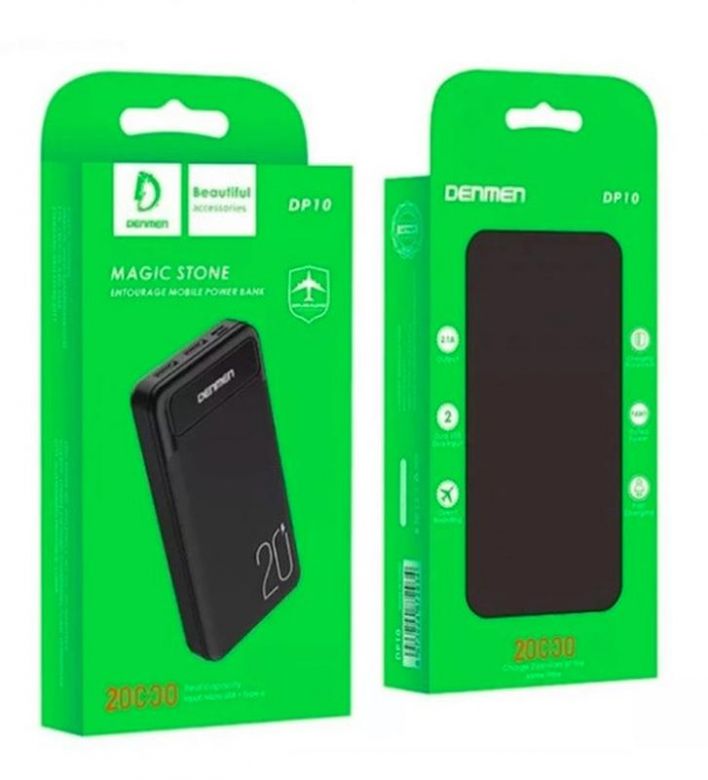Повербанка / Power Bank DENMEN DP10  (20000mAh/2A/2USB) Чорна - фото фото фото 1