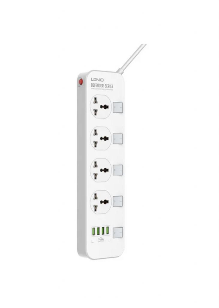 Сетевое зарядное устройство / Сетевое ЗУ LDNIO SC4408 сетевой фильтр 4 socket/2.0m/2500W/17W   (5V/3.4A/4USB) - фото фото фото 1
