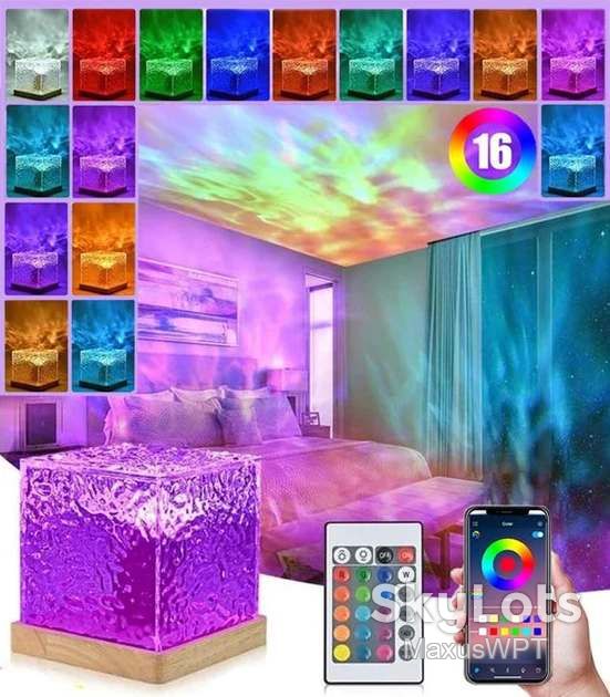 #Shop Нічник проектор куб LED імітація хвиль пульт RGB - фото фото фото 0