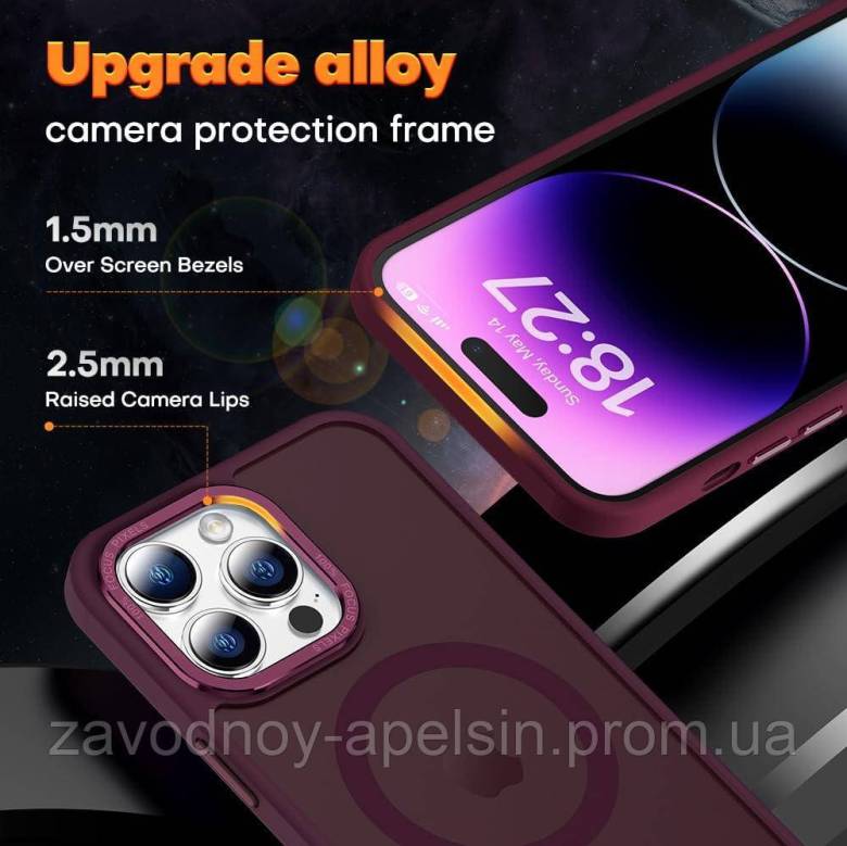 IPhone 16 Pro Max Чехол матовый Магнит TPU+PC (бордовый) - фото фото фото 1