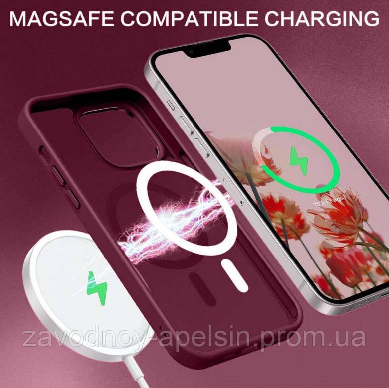 IPhone 16 Чехол матовый Магнит TPU+PC (бордовый) - фото фото фото 3