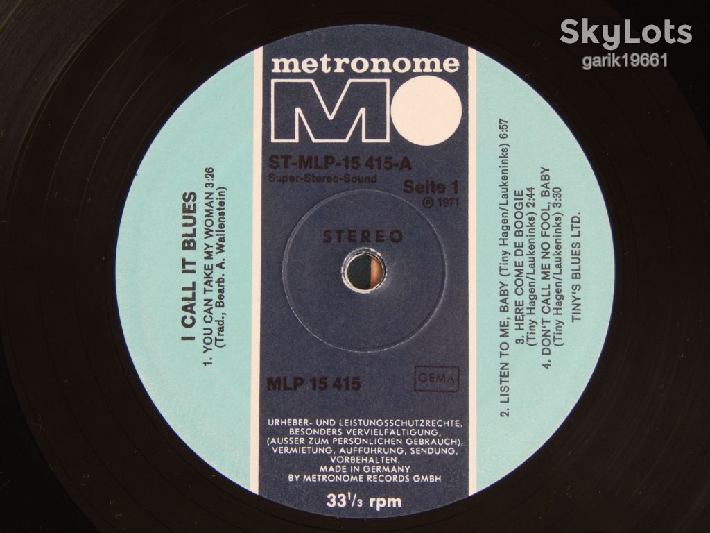 Tiny's Blues LTD. ‎– I Call It Blues  (Metronome ‎– MLP 15 415, Germany) EX+/VG+ - фото фото фото 2