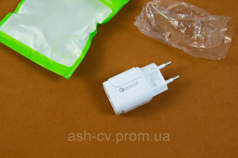 Зарядний пристрій, USB, 3A, QC 3.0, QC 4.0, White - фото фото фото 0