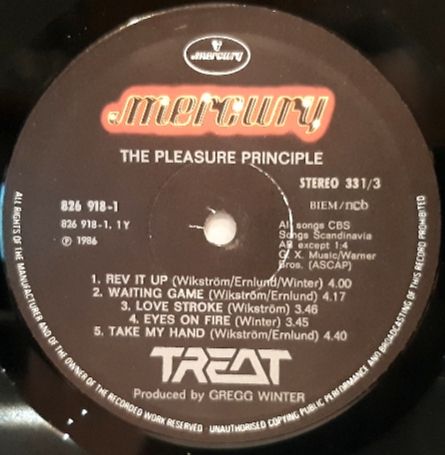 Treat - The Pleasure Principle - 1986.  (LP). 12. Vinyl. Пластинка. Scandinavia. - фото фото фото 4