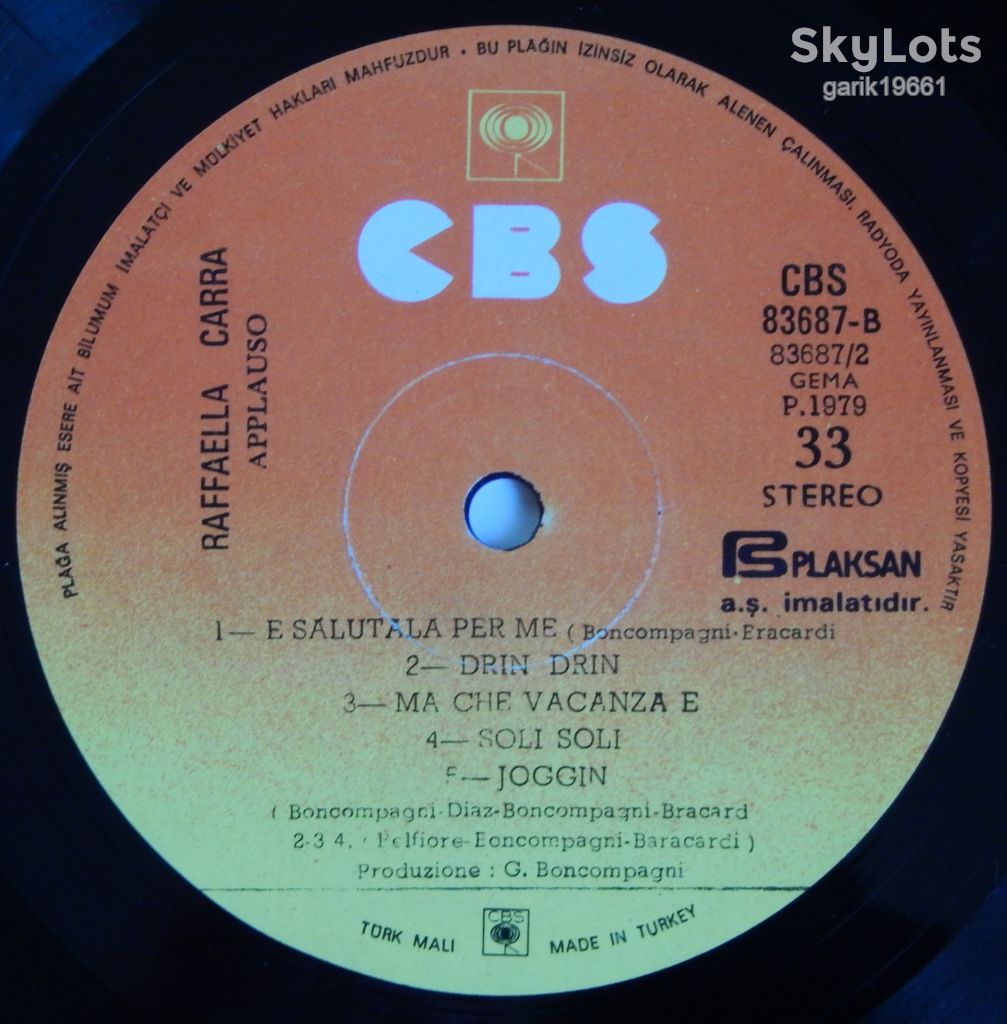 Raffaella Carra – Applauso  (CBS – CBS 83687, Turkey) VG/EX - фото фото фото 2