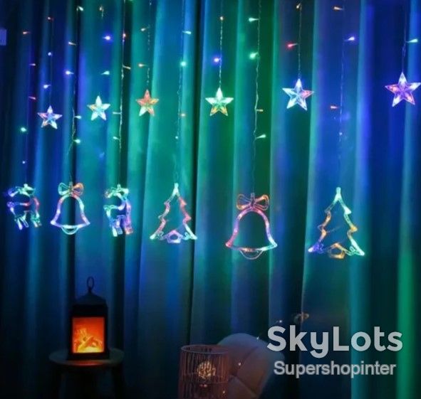 Гирлянда штора Мульти с формами колокольчики 12 PCS light RGB - фото фото фото 5