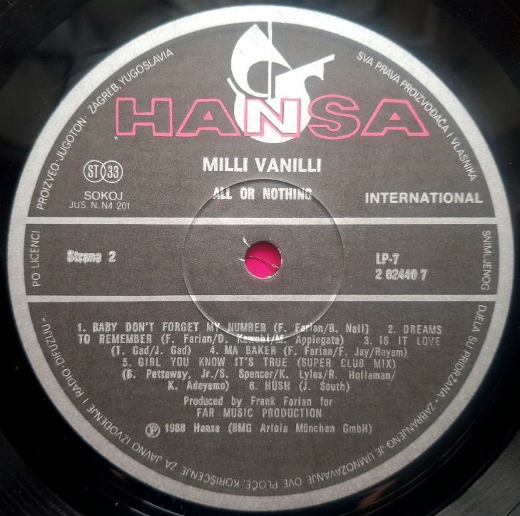 Milli Vanilli - All Or Nothing - 1988.  (LP). 12. Vinyl. Пластинка. Yugoslavia. - фото фото фото 3