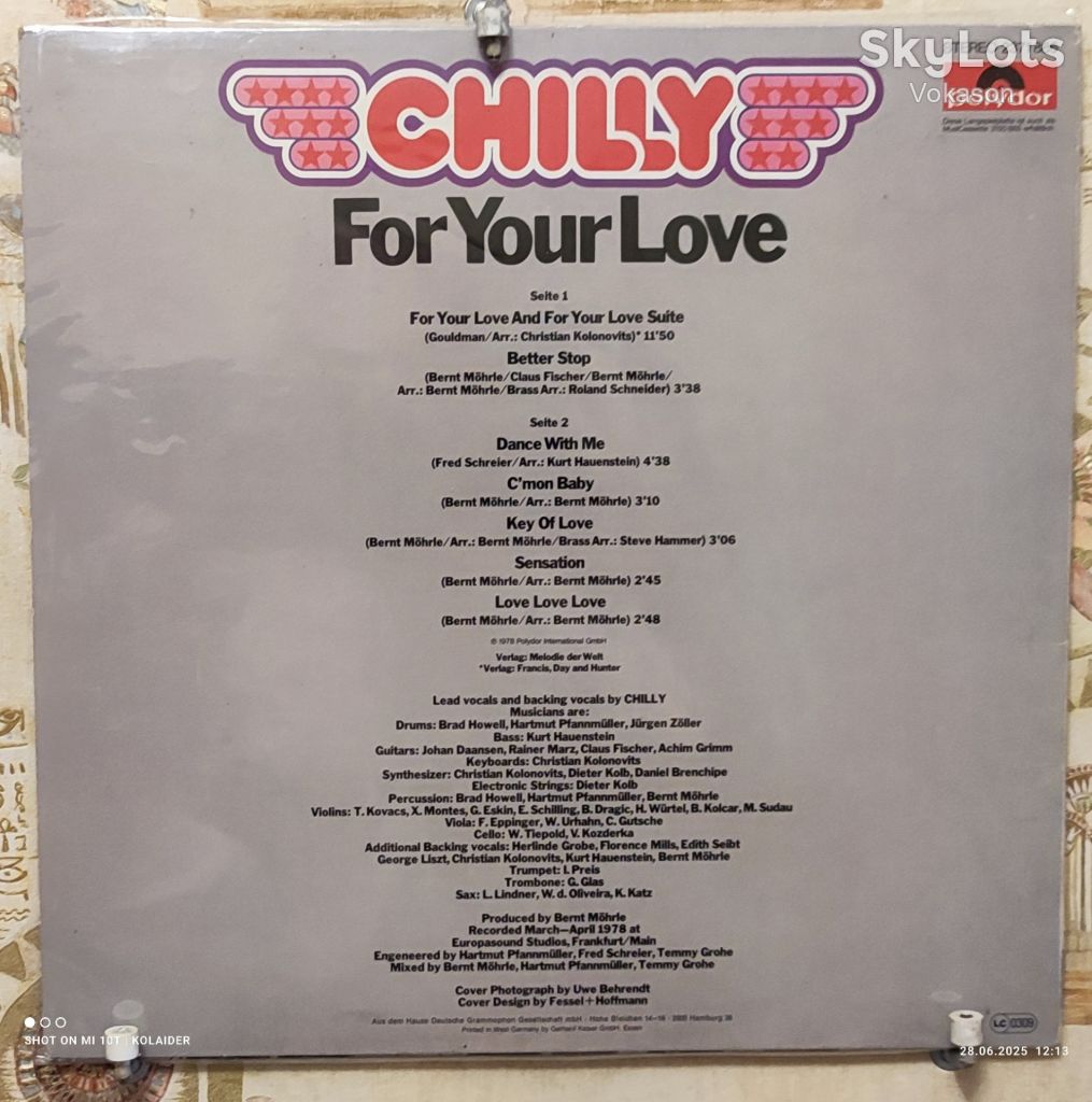 Chilly - For Your Love - 1978  NM/NM - фото фото фото 1