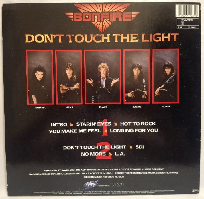 Bonfire - Don't Touch The Light - 1986.  (LP). 12. Vinyl. Пластинка. EEC. - фото фото фото 1