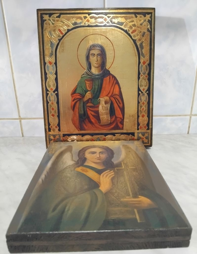 Икона св.великомученица Варвара'19ст.   (масло по дереву,позолота, резьба) - фото фото фото 8