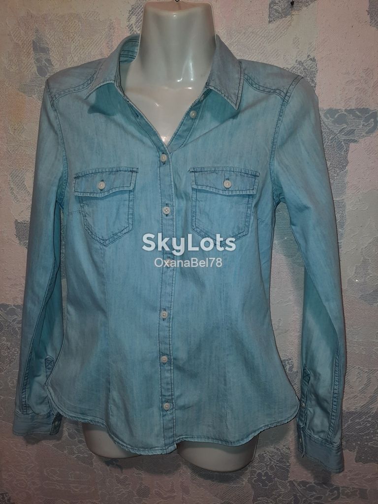 Джинсовая рубашка H&amp;M  XS eur 34 р.40-42 - фото фото фото 1