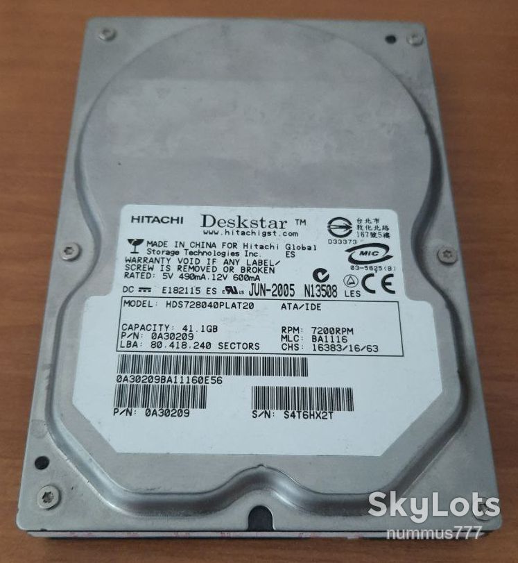 Жорсткий диск Hitachi HDS728040PLAT20 41.1 Gb Не визначається - фото фото фото 0