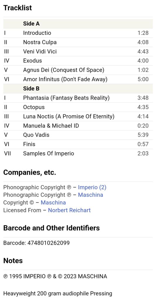 Imperio - Veni Vidi Vici - 1995.  (LP). 12. Vinyl. Пластинка. Europe. S/S. - фото фото фото 3