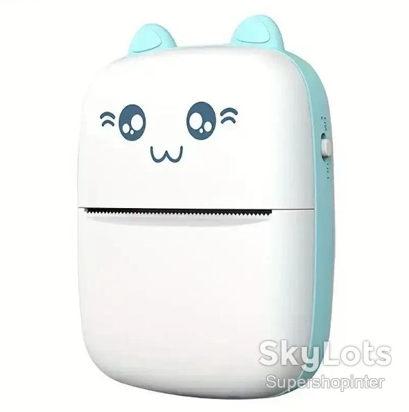 Портативный детский мини принтер Синий  (Mini Printer), термопринтер , карманный детский принтер - фото фото фото 3